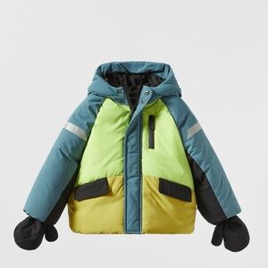 Color block padded snow jacket for kids